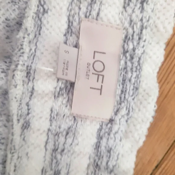 LOFT Terry Cotton Blend Tie Waist Mini Skirt Grey and White Stripe Pocke… - Picture 5 of 6